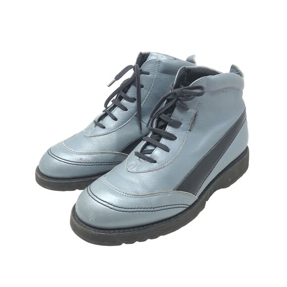 Vintage Paraboot Leather Lace-Up Ankle Boots US 7 Blue Rubber Sole Casual Shoes - Picture 3 of 10